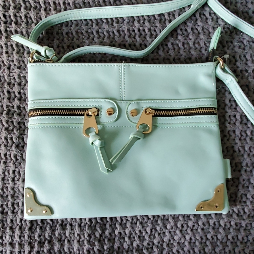 Teal and Gold Crossbody Purse